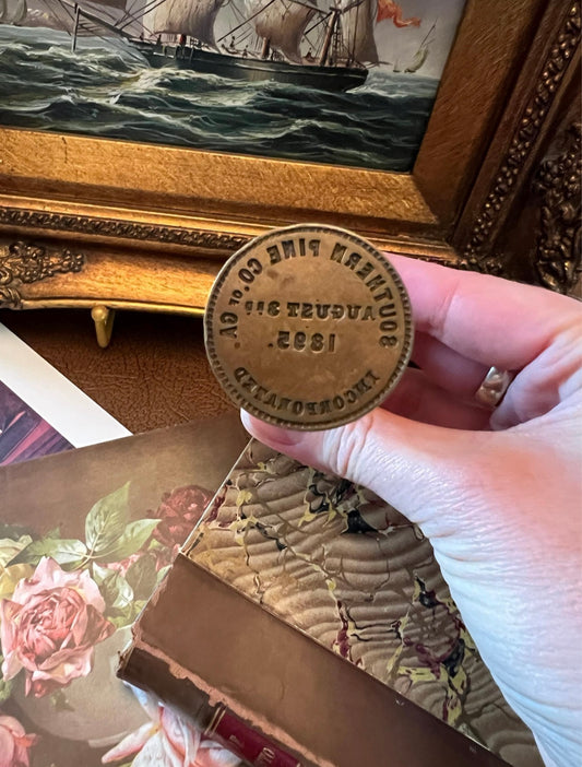 Antique Brass Wax Seal Stamper – Southern Pine Co. of Georgia, Dated 1895