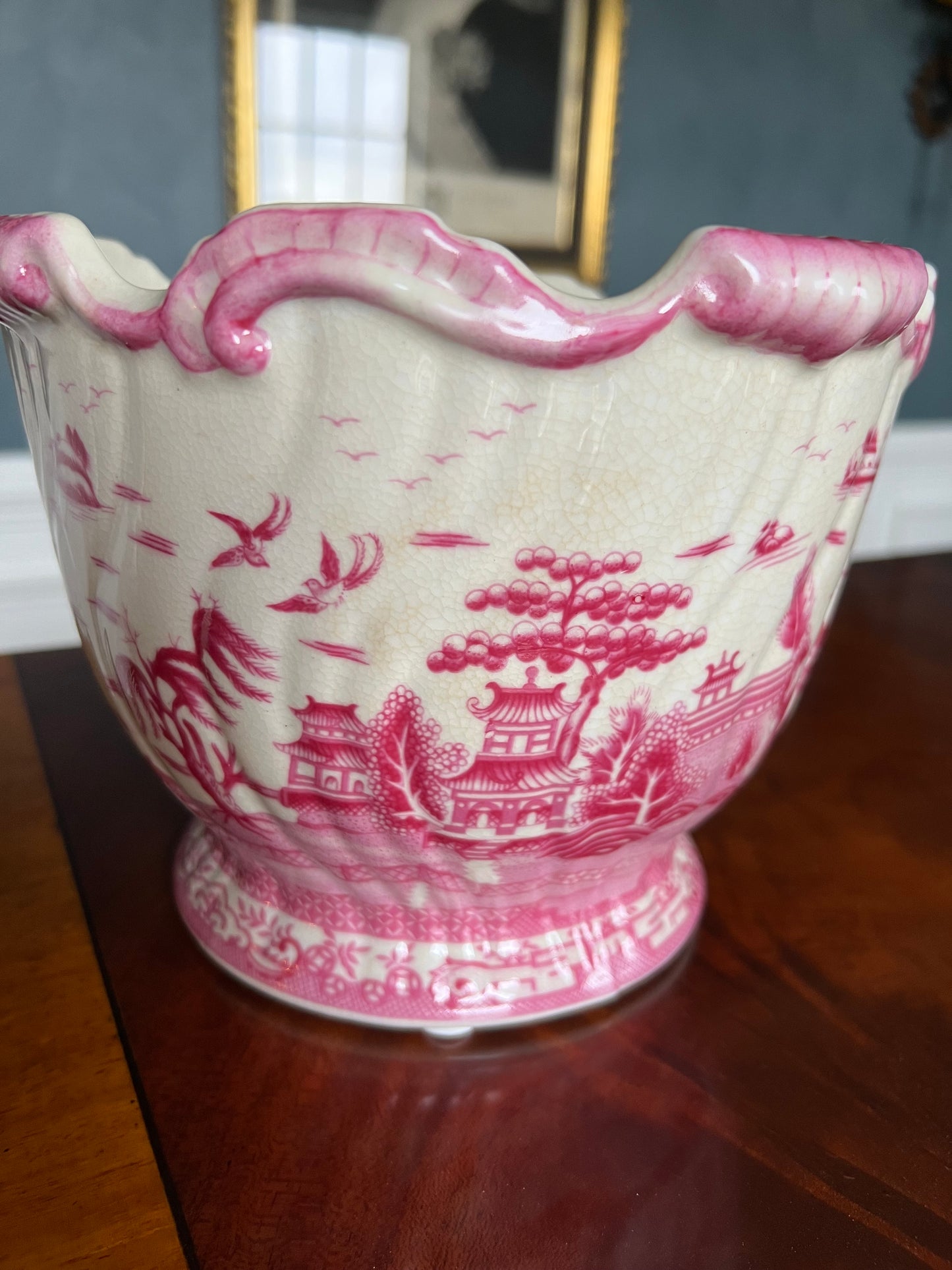 Pink Pagoda Garden Scalloped Cachepot Planter