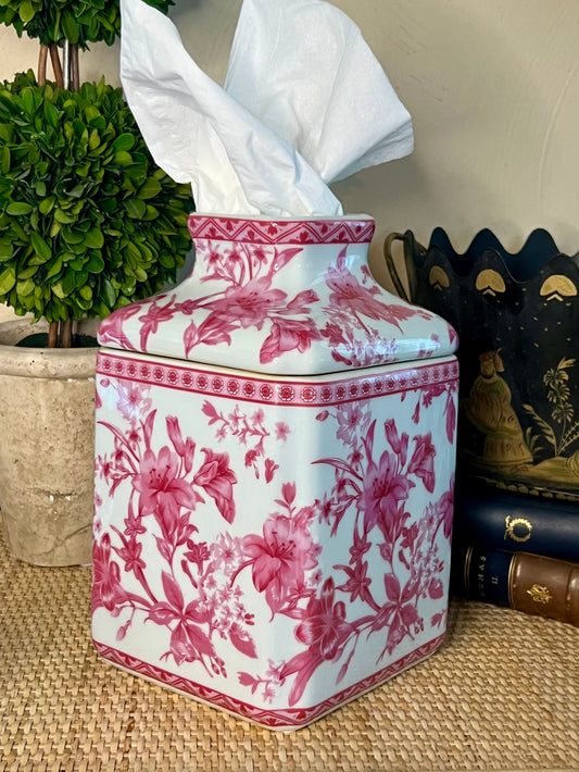Pink Blossom Garden Porcelain Tissue Cover