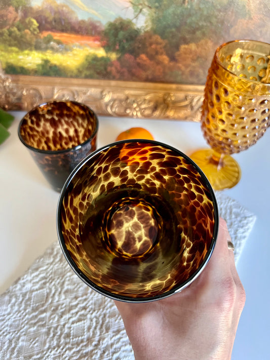 Tortoise Shell Glass Tumblers – Set of 4, 8 oz