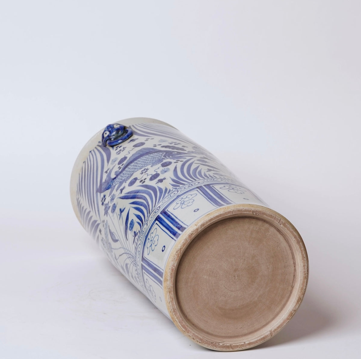 Blue & White Porcelain Koi Fish Umbrella Stand