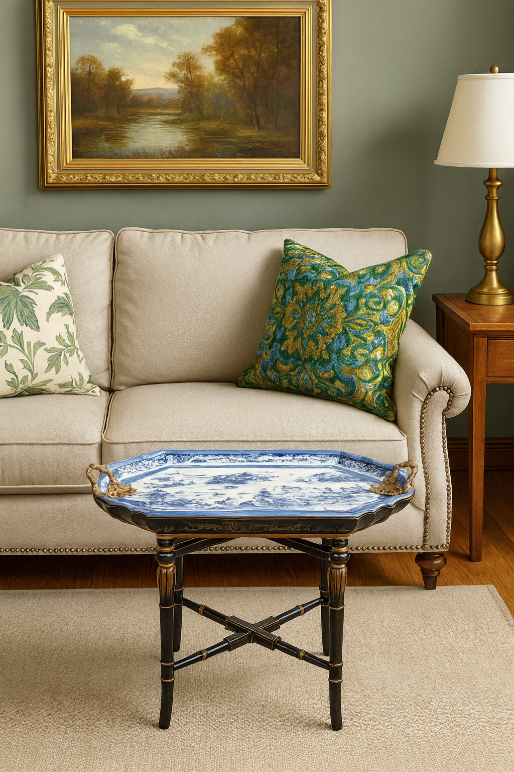 Conservatory Blue Willow Tray Table