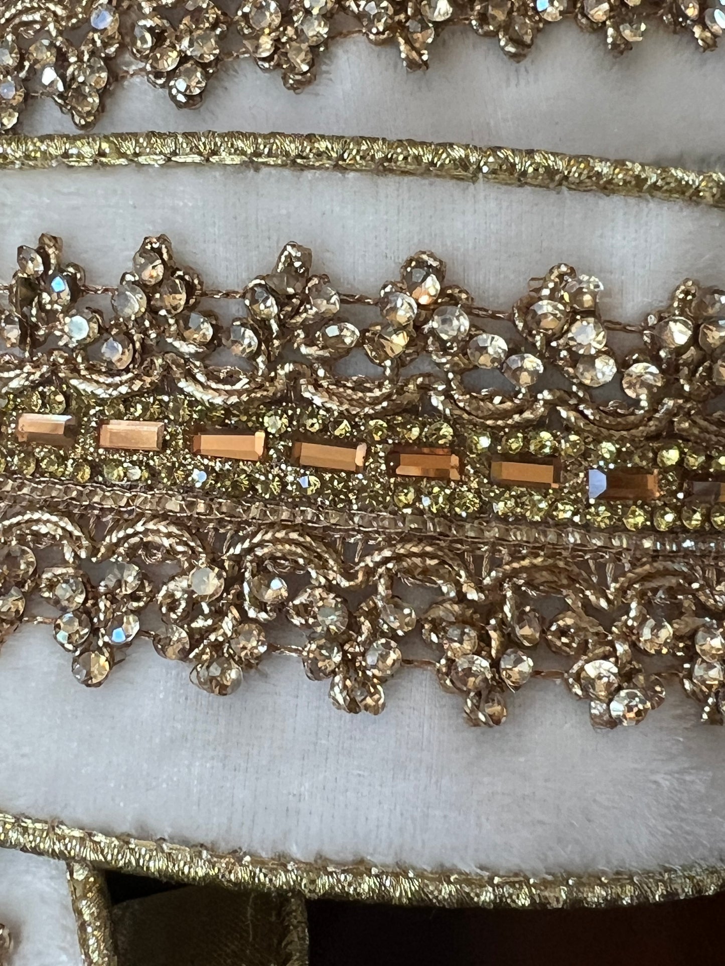 Winter Wonderland Jeweled Velvet Ribbon- Gold Trim  - 2.5" x 5 Yards