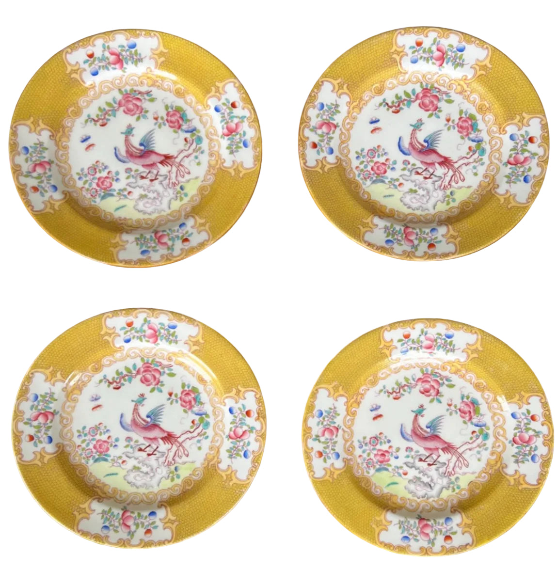 Set of 12 Vintage Minton Cockatrice Yellow Salad Plates – England