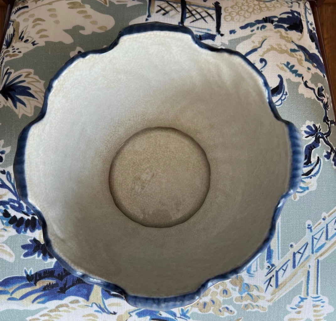 Blue Pagoda Willow Scalloped Planter