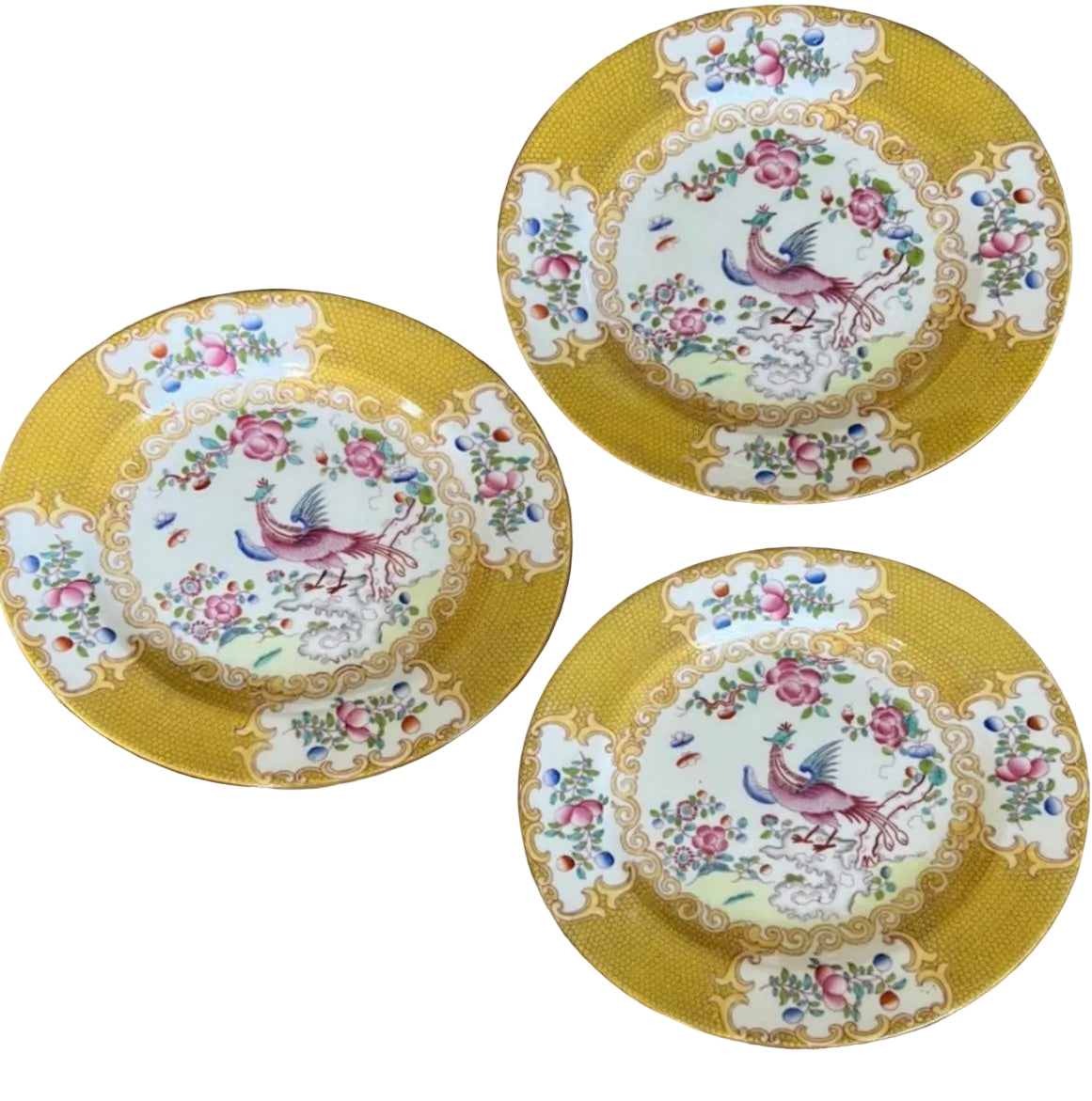 Set of 12 Vintage Minton Cockatrice Yellow Salad Plates – England