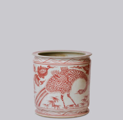 Peacock Rouge Porcelain Cachepot