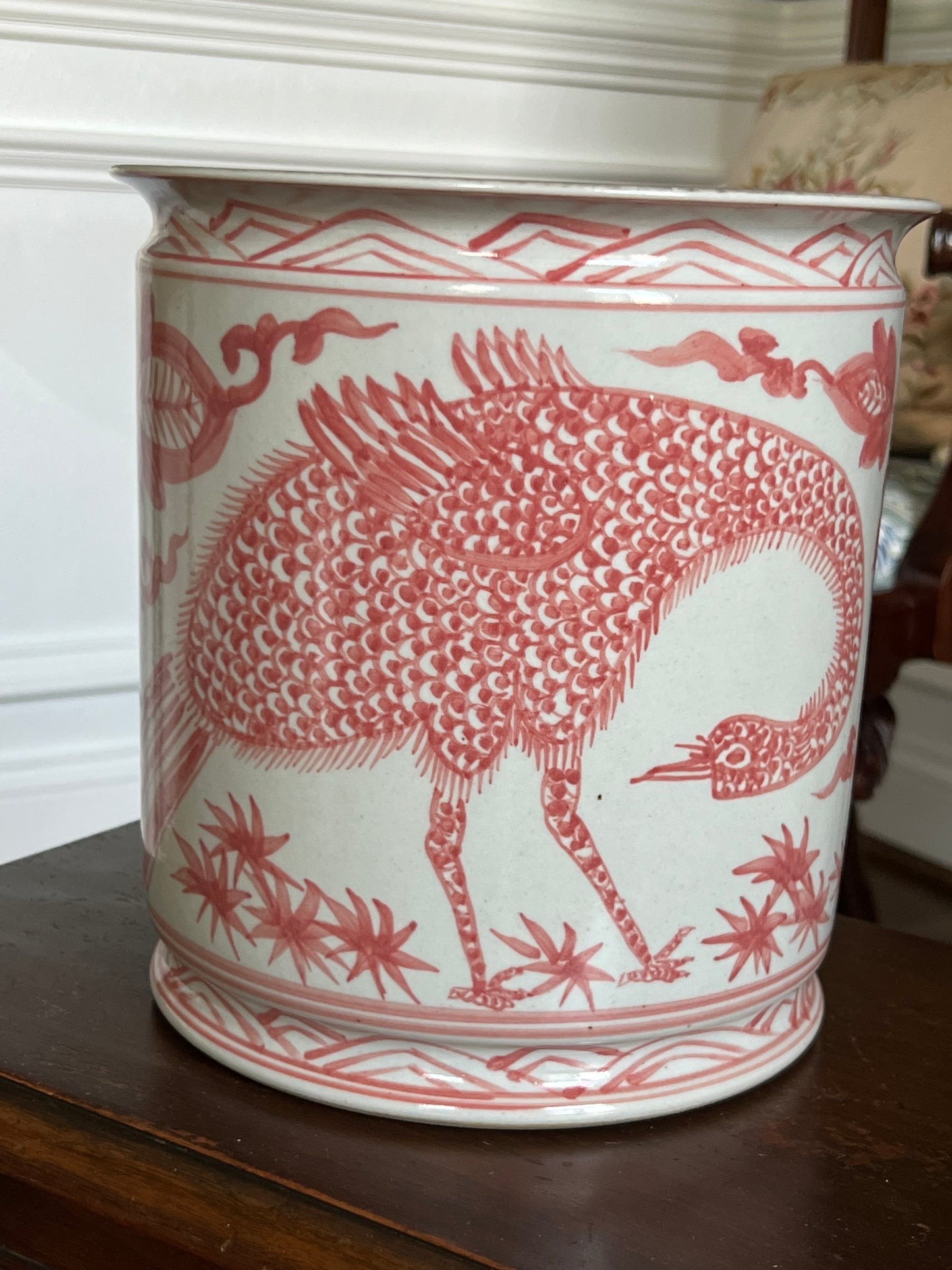 Peacock Rouge Porcelain Cachepot