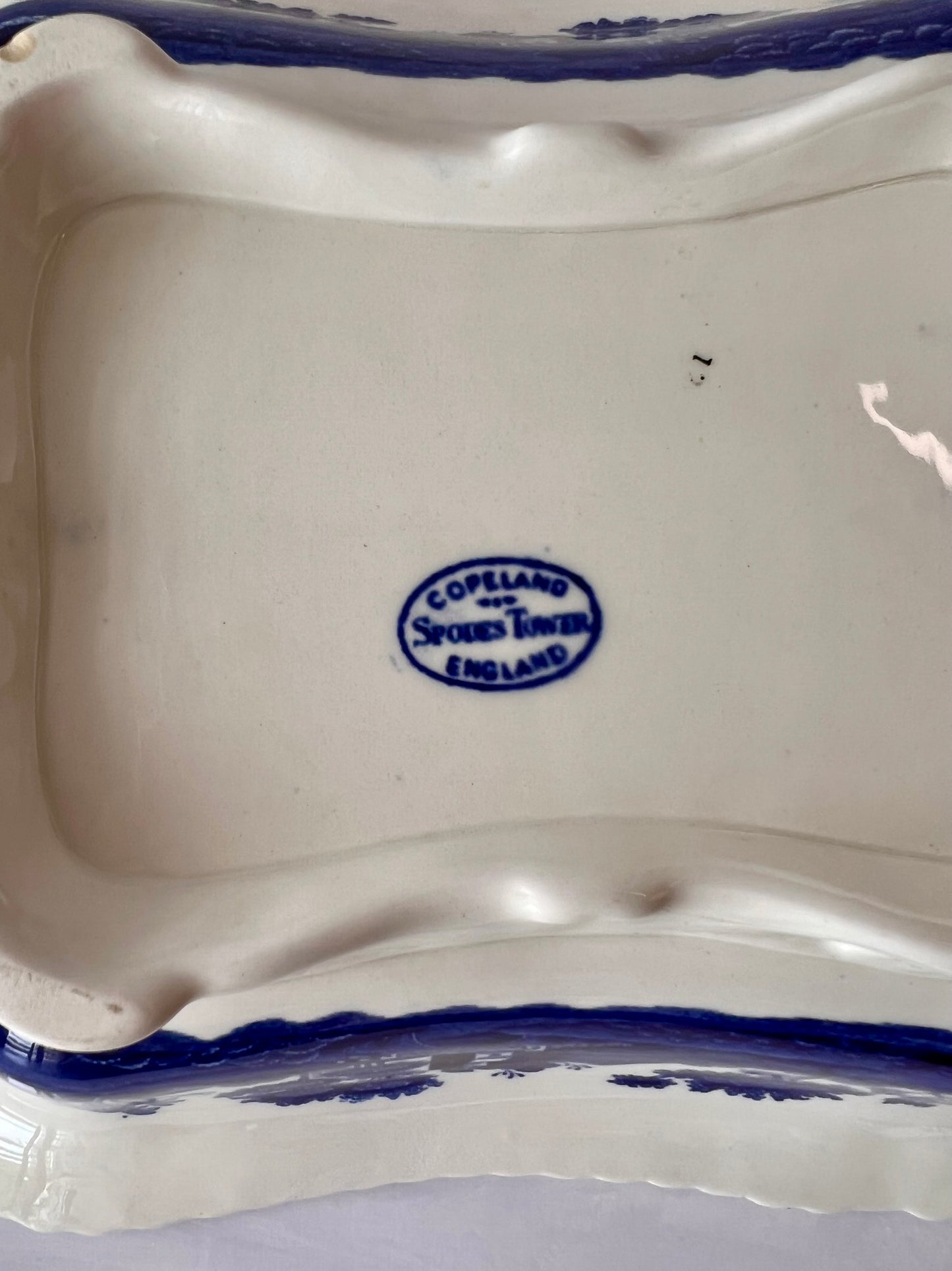 Copeland Spode Tower Blue and White Footed Vegetable Bowl Base (No Lid) Vintage Transferware