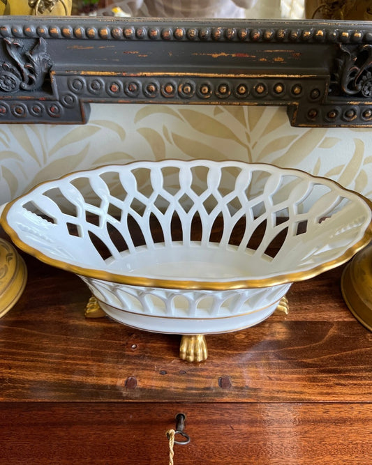 Vintage Vista Alegre Reticulated Oval Bowl