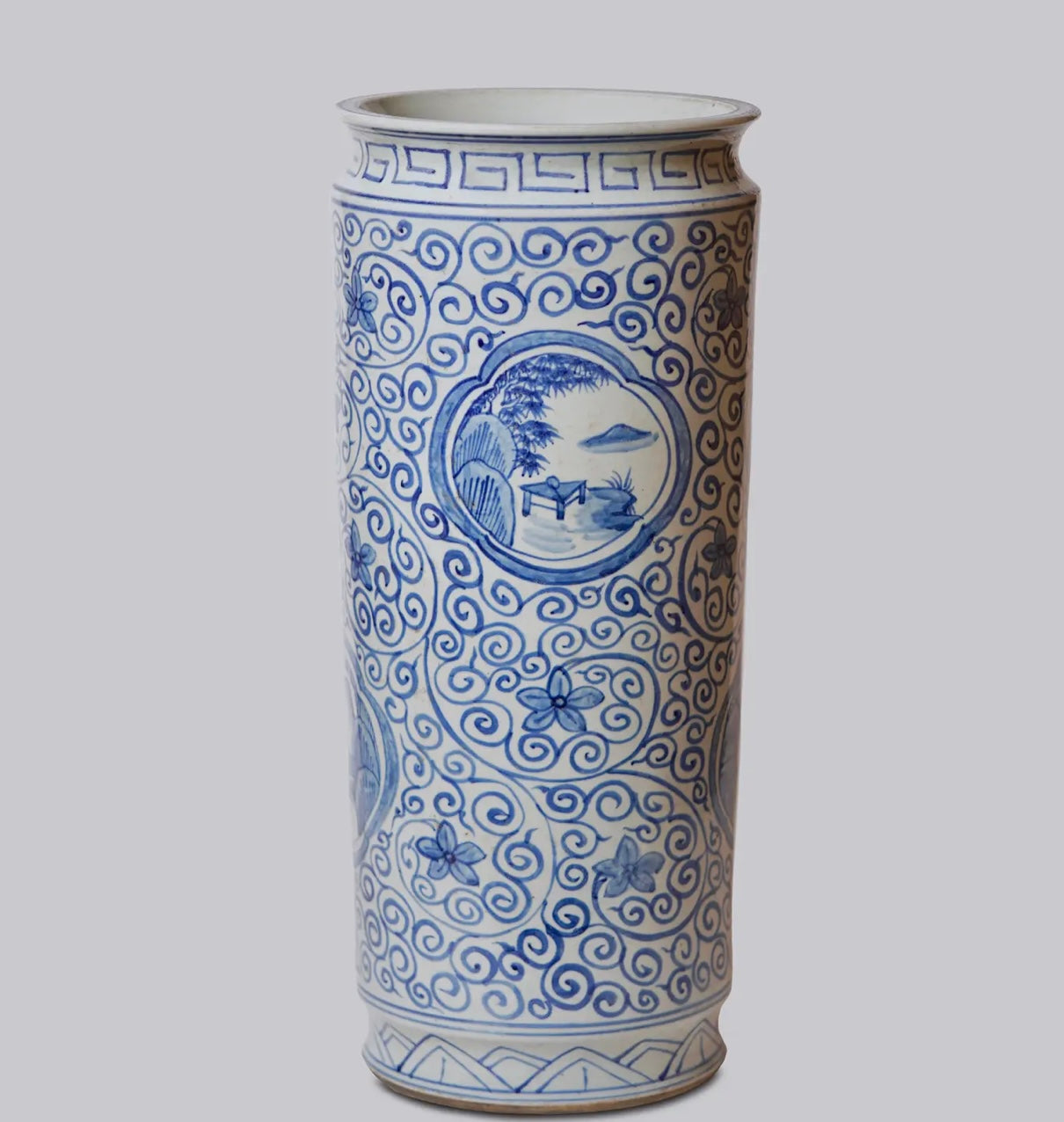 Imperial Vista Umbrella Stand- Blue & White Porcelain