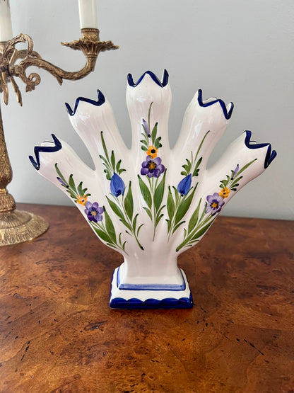 Vintage Portuguese Hand Painted Tulipiere