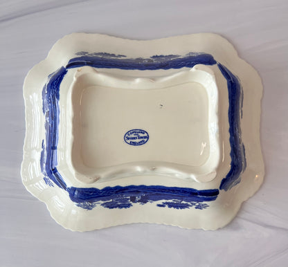 Copeland Spode Tower Blue and White Footed Vegetable Bowl Base (No Lid) Vintage Transferware