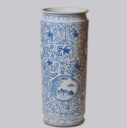 Imperial Vista Umbrella Stand- Blue & White Porcelain