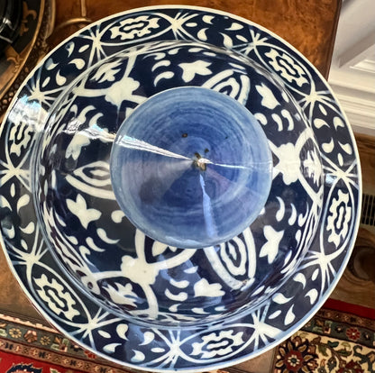 Cobalt Damask Temple Jar