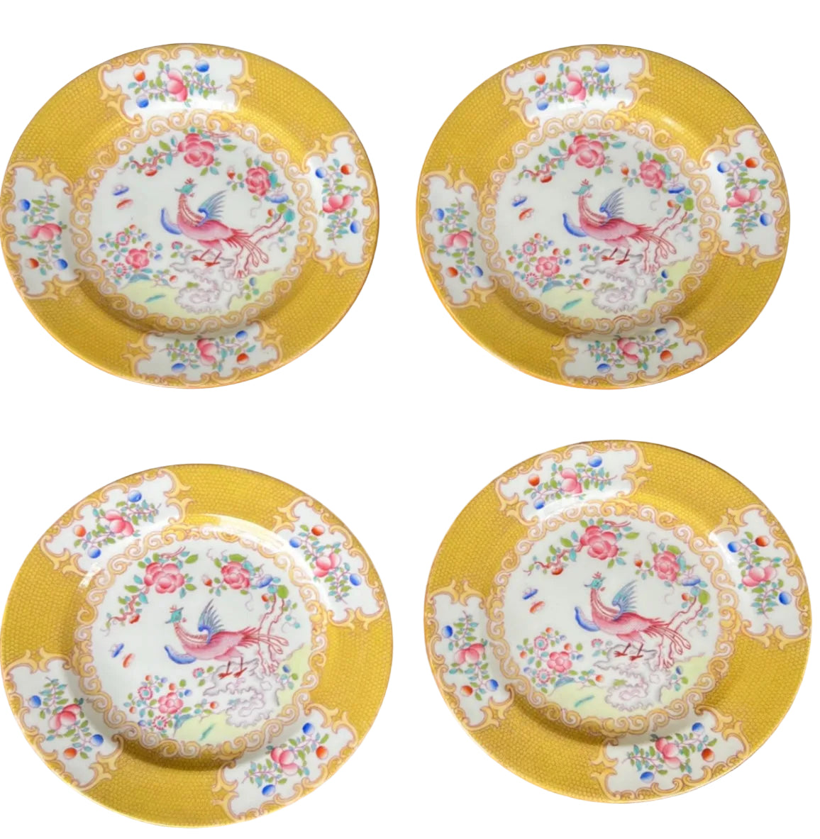 Set of 12 Vintage Minton Cockatrice Yellow Salad Plates – England