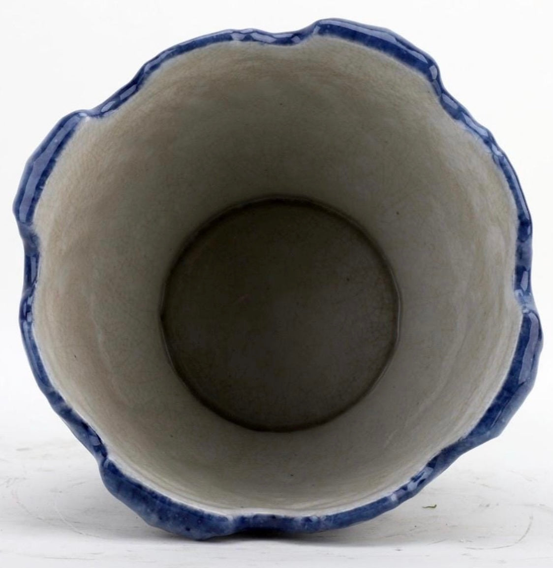 Blue Pagoda Willow Scalloped Planter