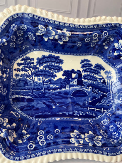 Copeland Spode Tower Blue and White Footed Vegetable Bowl Base (No Lid) Vintage Transferware