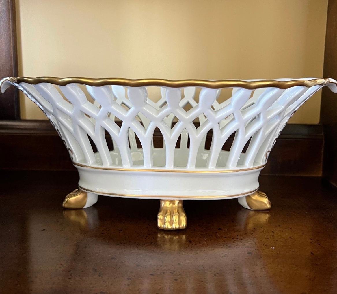 Vintage Vista Alegre Reticulated Oval Bowl