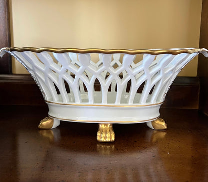 Vintage Vista Alegre Reticulated Oval Bowl