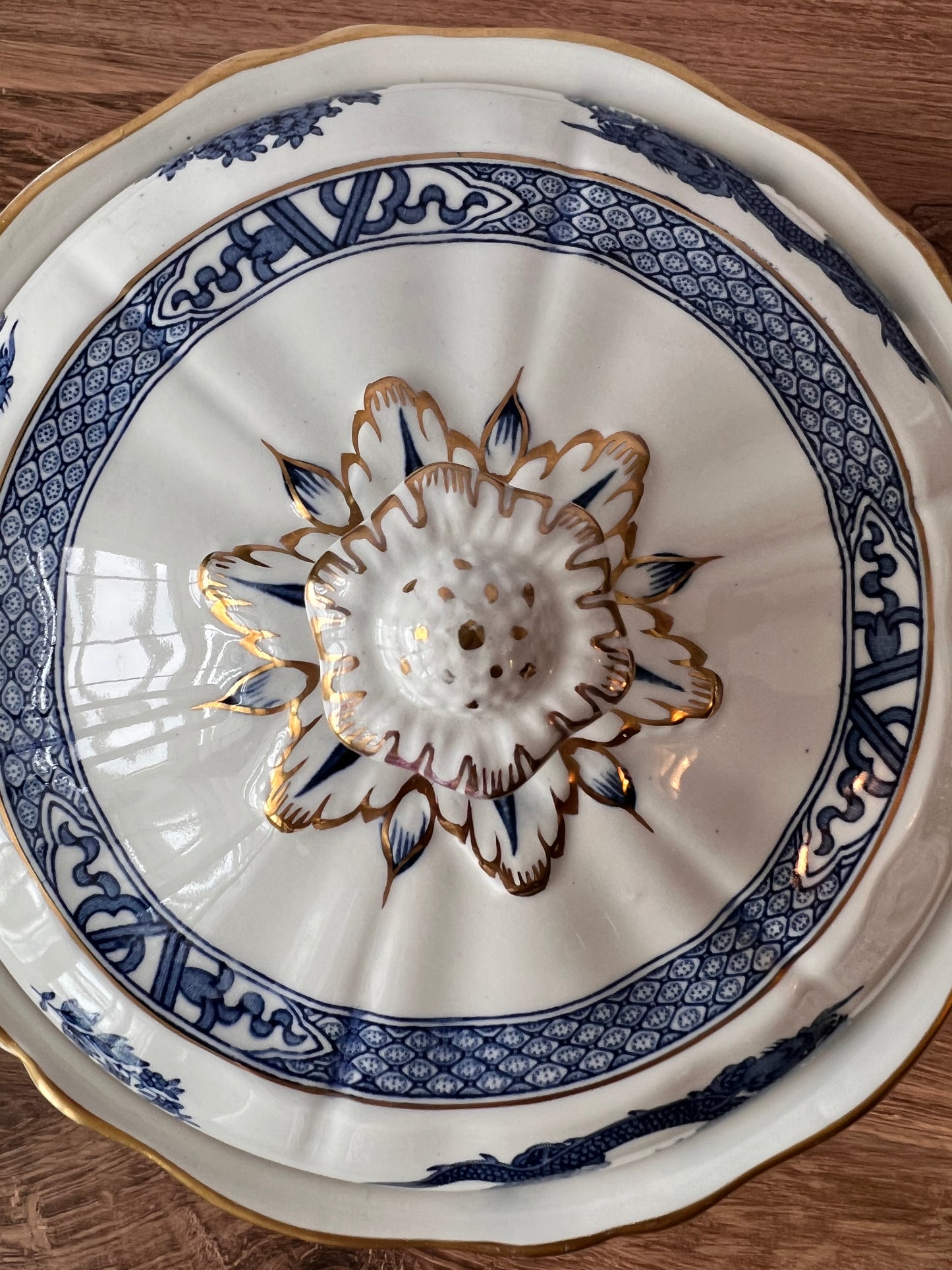 Vintage Booths Dragon Tureen | Blue & White English Transferware