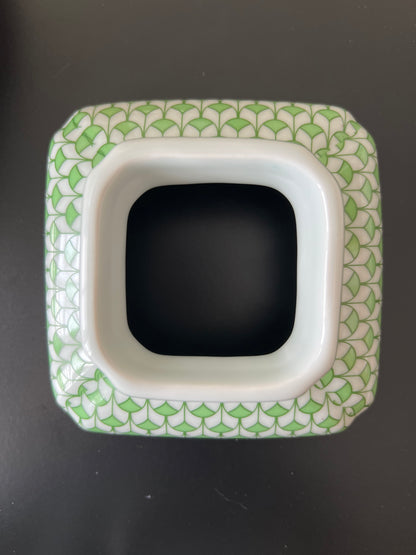 Green & White Fish Scale Pattern Porcelain Tissue Box