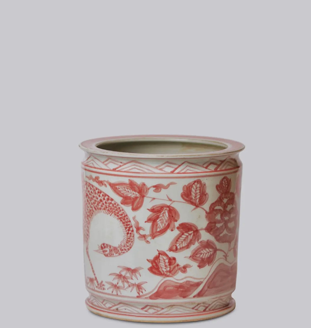 Peacock Rouge Porcelain Cachepot