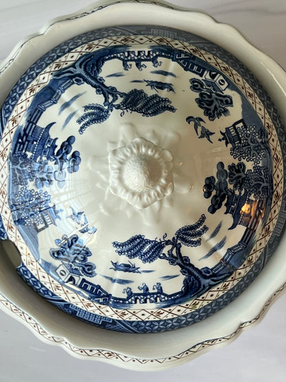 Vintage Booths “Real Old Willow” Covered Tureen – English Blue & White Transferware