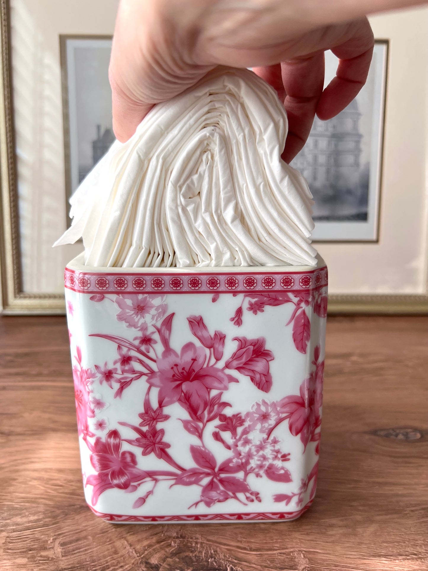 Pink Blossom Garden Porcelain Tissue Cover