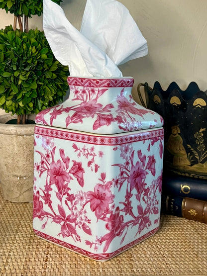 Pink Blossom Garden Porcelain Tissue Cover
