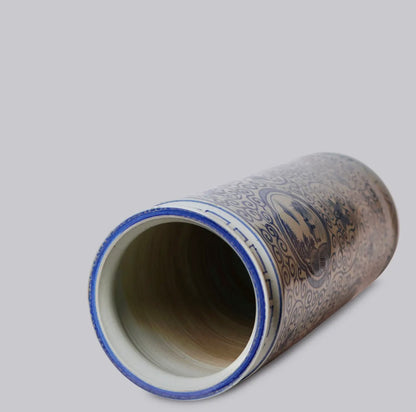 Imperial Vista Umbrella Stand- Blue & White Porcelain