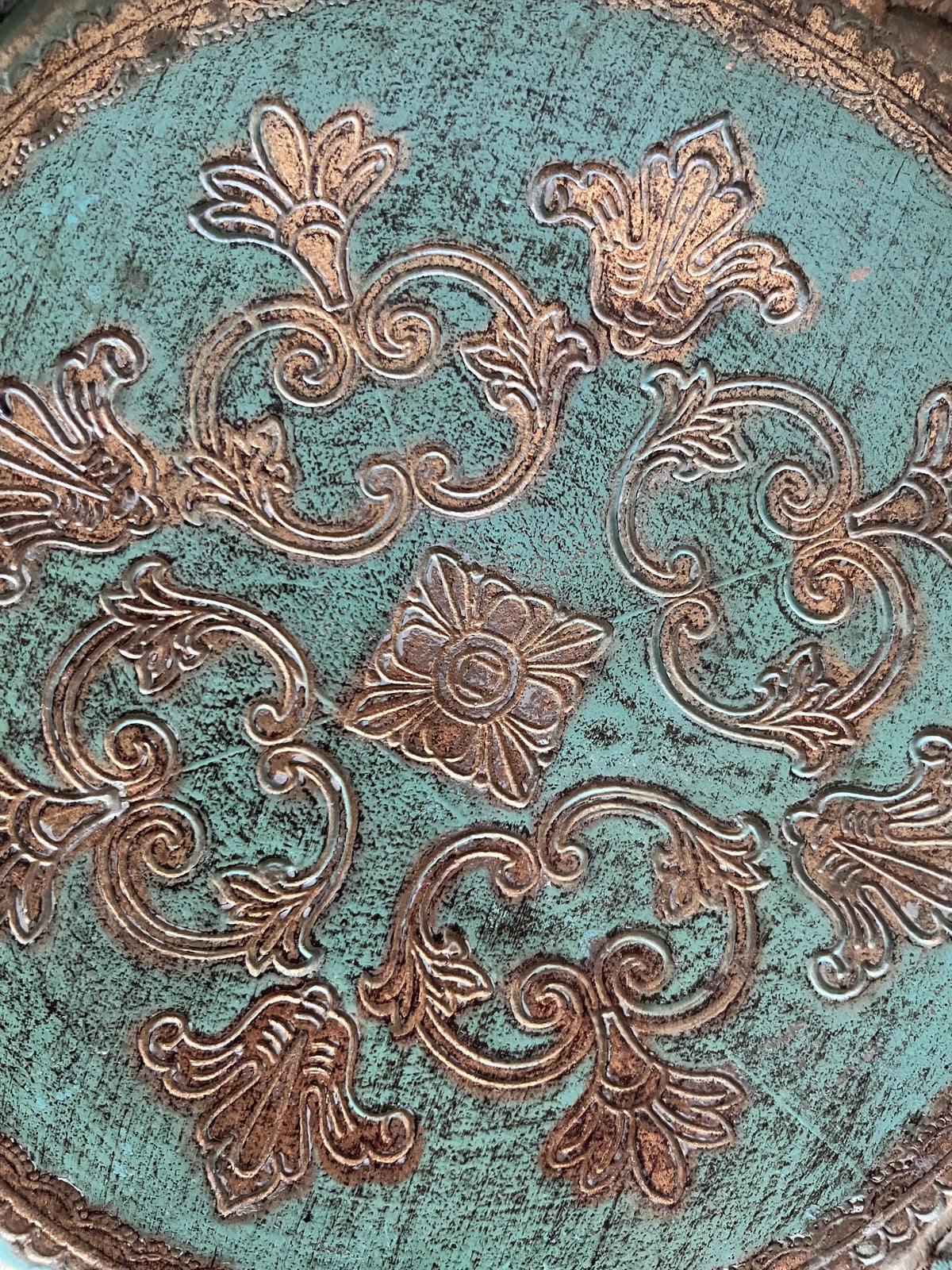 Italian Florentine Gilt Tray – Green & Gold