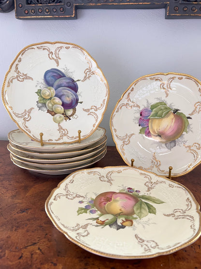 Vintage Rosenthal Fruit Plates Set of 8 | Ivory & Gold