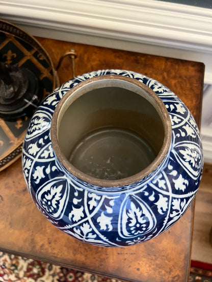 Cobalt Damask Temple Jar