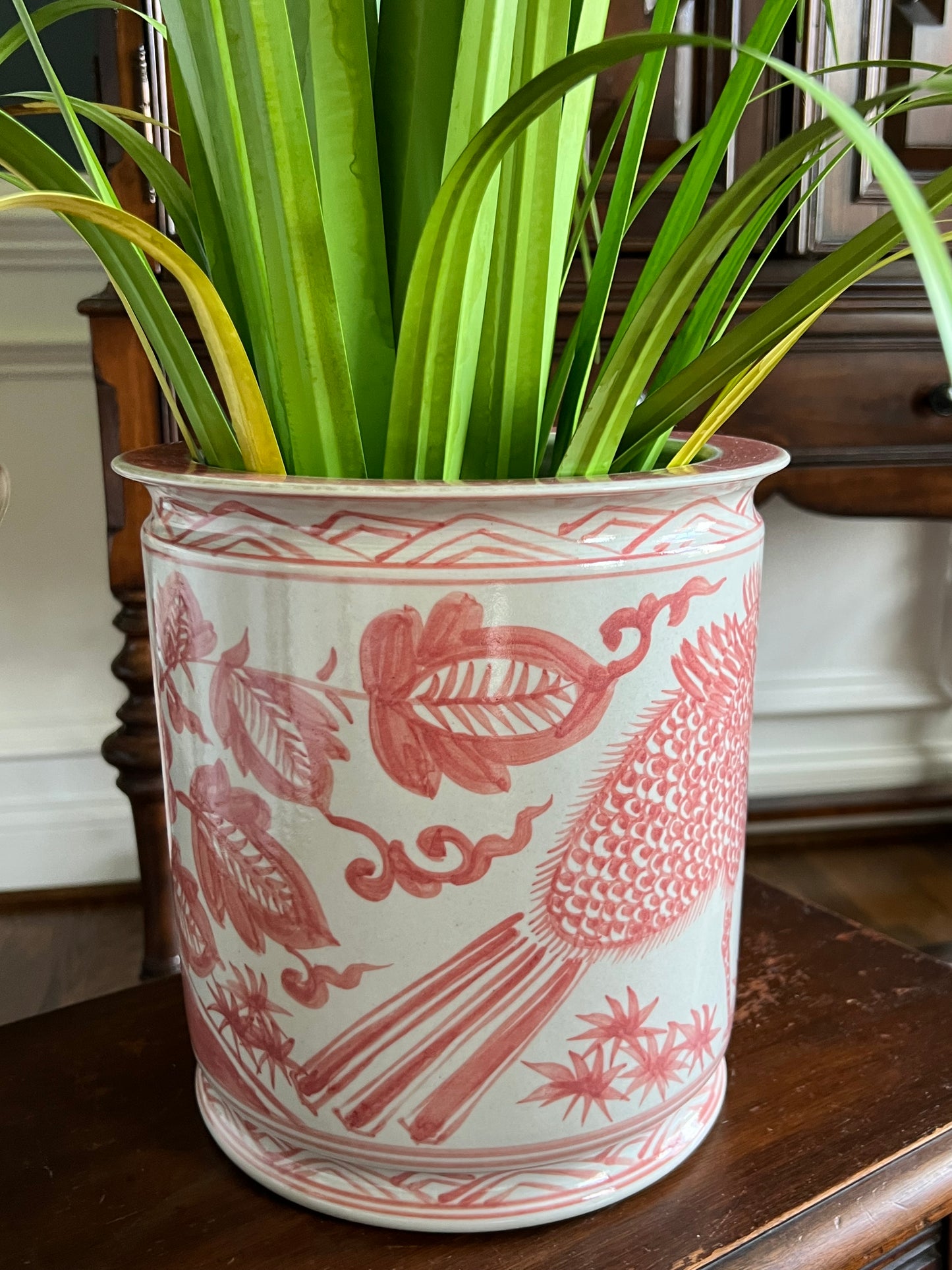 Peacock Rouge Porcelain Cachepot