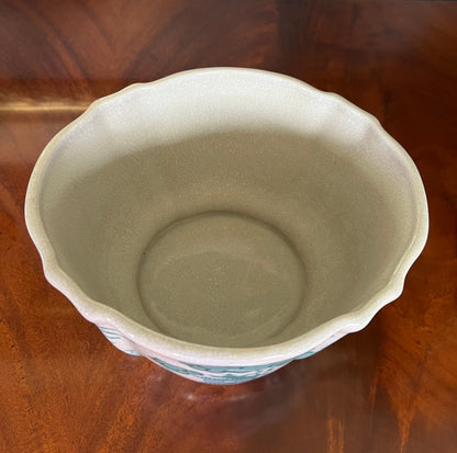 Turquoise Pagoda Willow Scalloped Cachepot