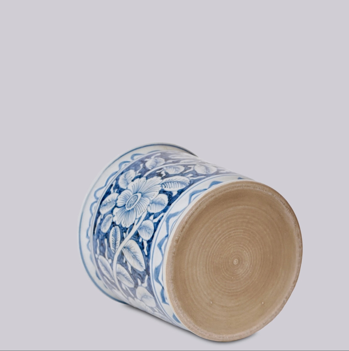 Blue & White Chinoiserie Floral Porcelain Planter Cachepot – 9.5”