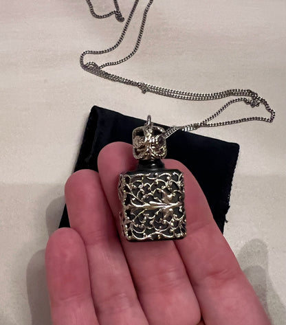 Madame Rochas Perfume Flacon Necklace with Original Box & Pouch