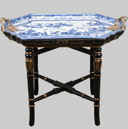 Conservatory Blue Willow Tray Table