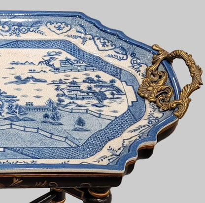 Conservatory Blue Willow Tray Table