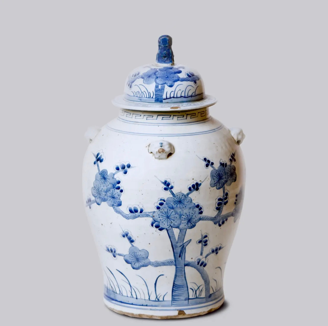 Blue & White Botanical Temple Jar