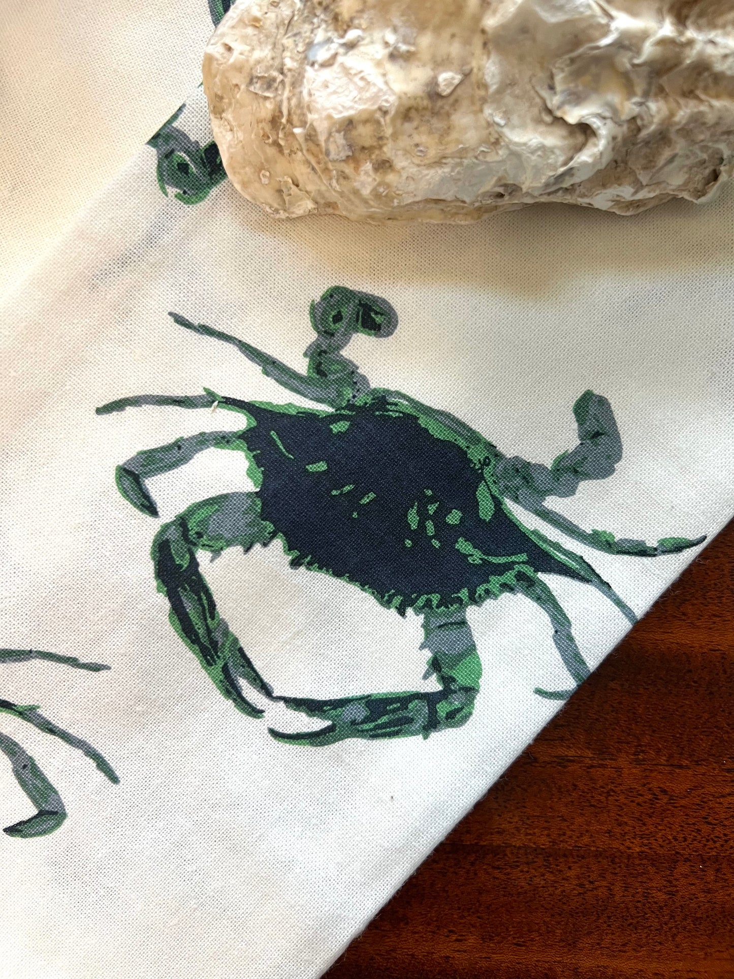 Set of Two Coastal Green Crab Tea Towels