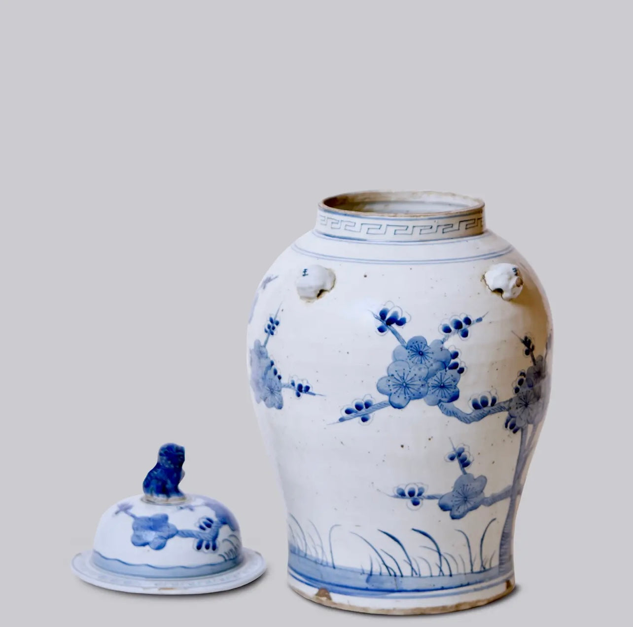 Blue & White Botanical Temple Jar