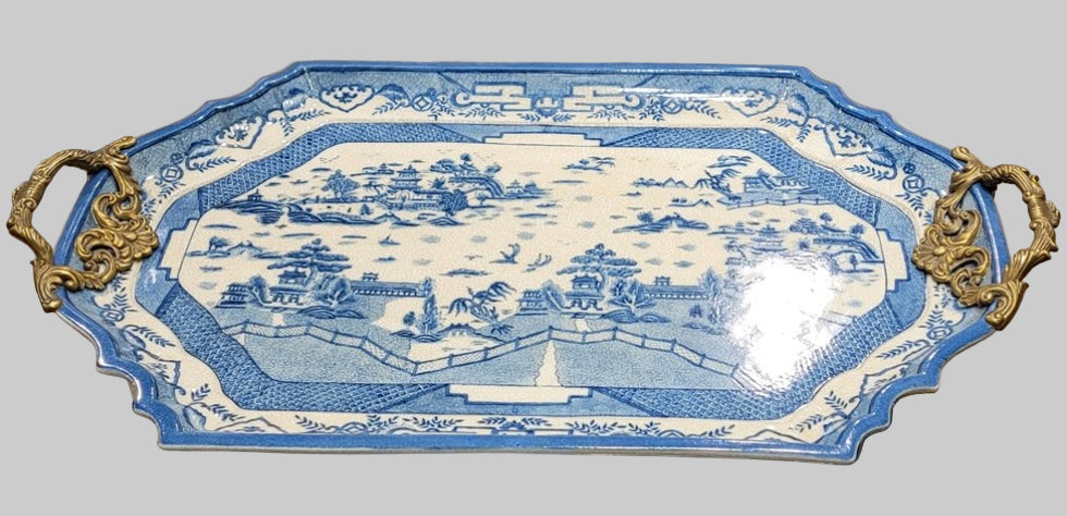 Conservatory Blue Willow Tray Table