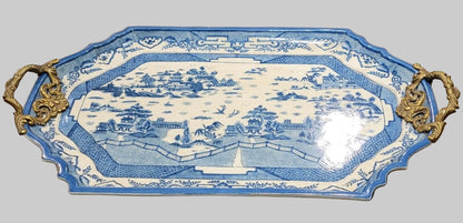 Conservatory Blue Willow Tray Table