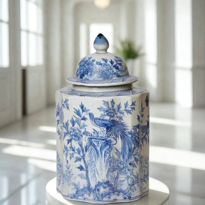 Golden Pheasant Ribbed Ginger Jar 17.5” T