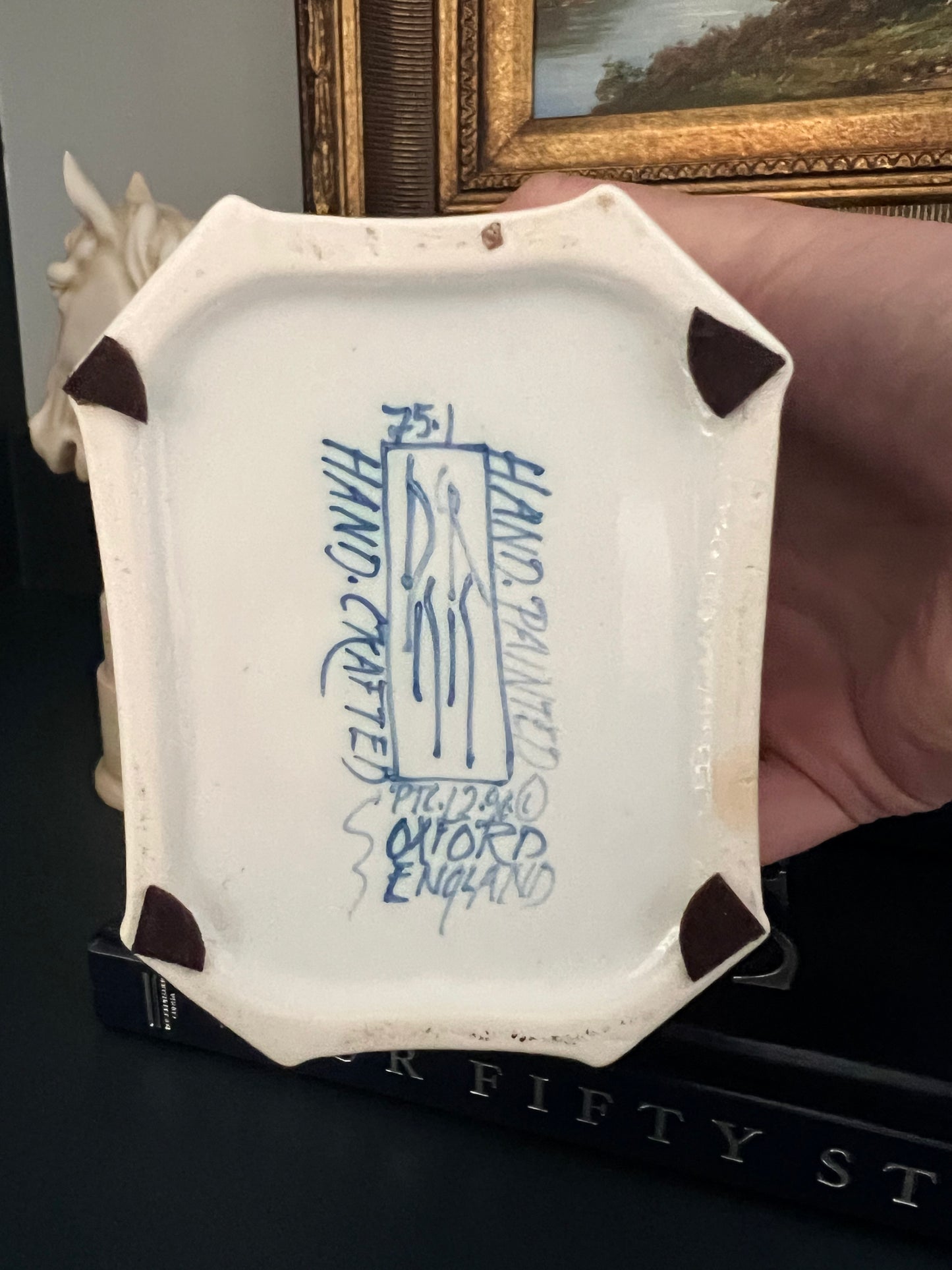 Deborah Sears Isis Ceramics Blue & White Tea Caddy with Silver Lid