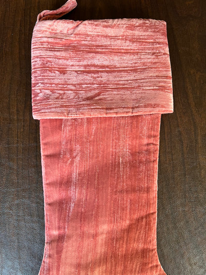 Coral Crushed Velvet 25” Stocking