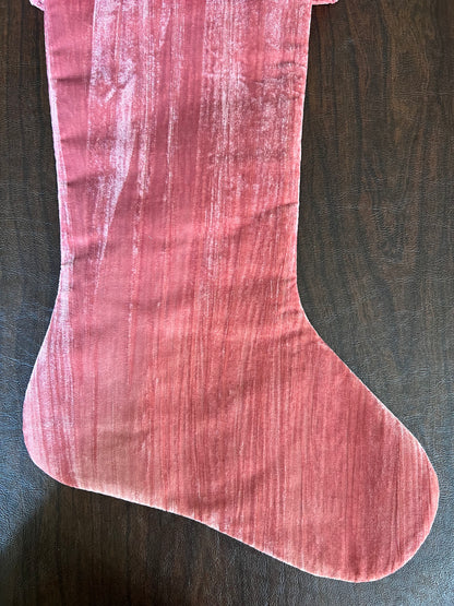 Coral Crushed Velvet 25” Stocking