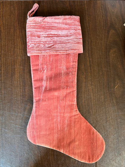 Coral Crushed Velvet 25” Stocking